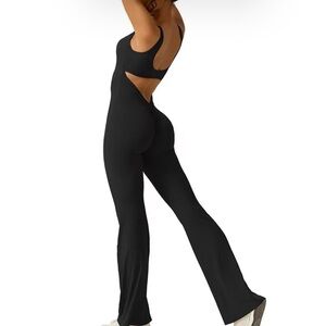 Vertvie Sleeveless Flare Backless Jumpsuit